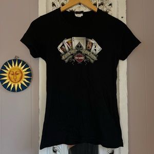 Harley Davidson Blue Las Vegas Gambling Tee Shirt